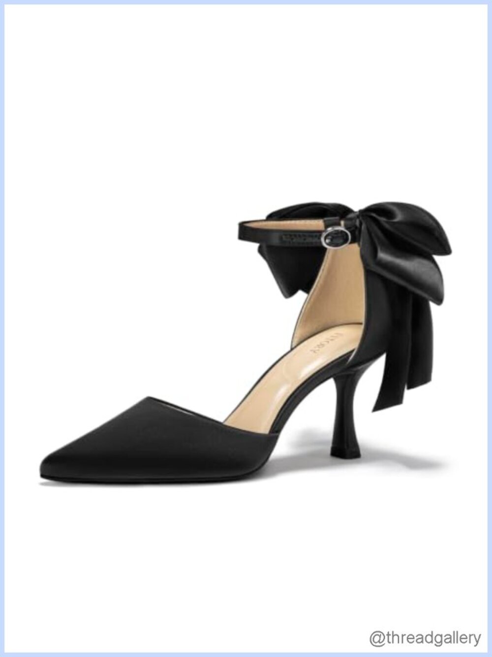 Women's Pointed Toe High Heel Pumps with Removable Bow Satin Dressy